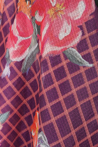 Purple Floral Printed Kota Dupatta