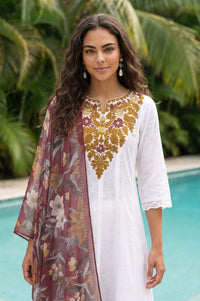 Maroon Floral Printed Georgette Dupatta