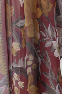 Maroon Floral Printed Georgette Dupatta