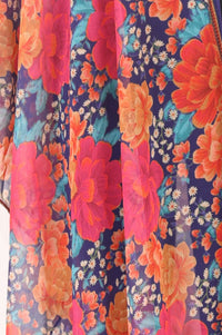 Navy Blue Floral Printed Georgette Dupatta