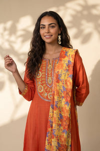 Yellow Floral Printed Georgette Dupatta