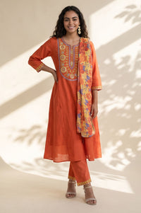 Yellow Floral Printed Georgette Dupatta