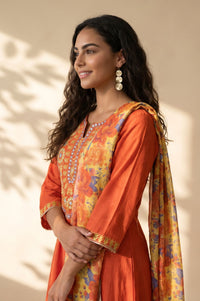 Yellow Floral Printed Georgette Dupatta