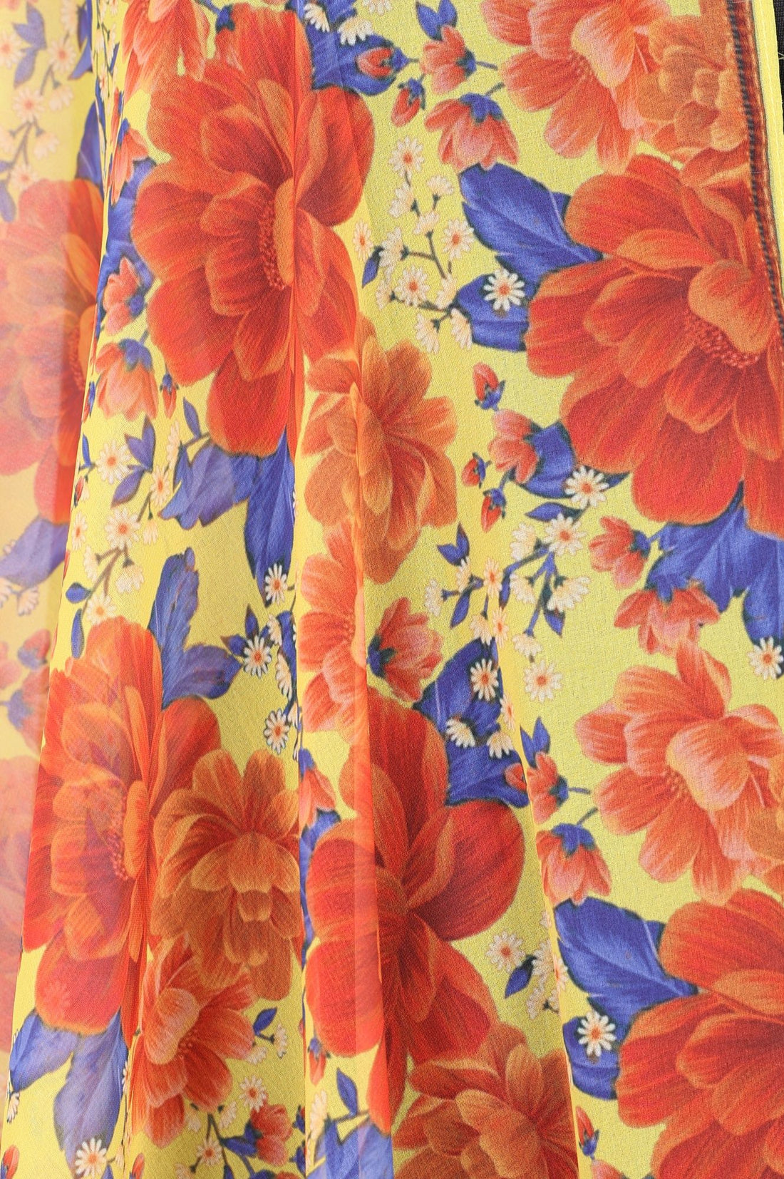Yellow Floral Printed Georgette Dupatta