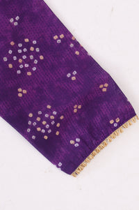 Purple Bandhani Zari Embroidered Chanderi Flared Kurta with Palazzo and Dupatta Set
