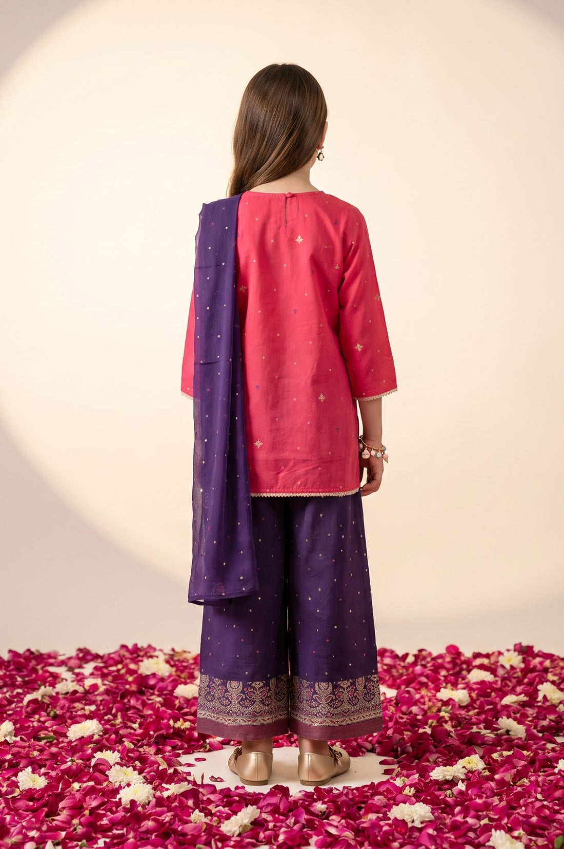 Multicolor Thread Embroidered Straight Kurta with Palazzo and Dupatta Set