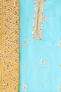 Multicolor Gota Patti Straight Kurta with Palazzo and Dupatta Set