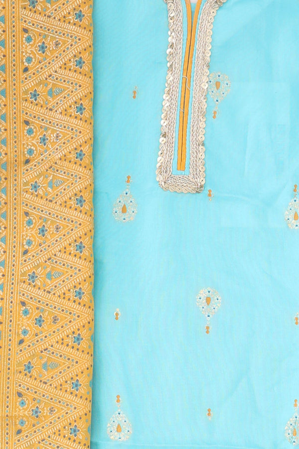 Multicolor Gota Patti Straight Kurta with Palazzo and Dupatta Set