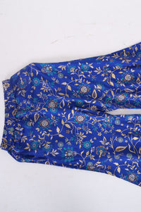 Blue Floral Printed Rayon Straight Kurta with Palazzo and Dupatta Set