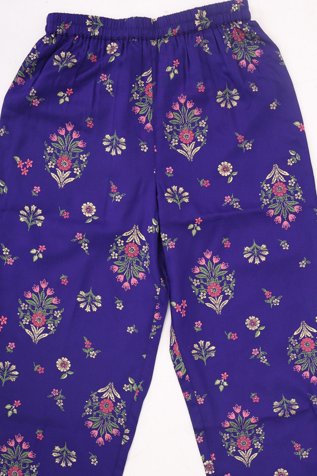 Girls Purple Floral Printed Rayon Flared Kurta With Palazzo and Dupatta Set