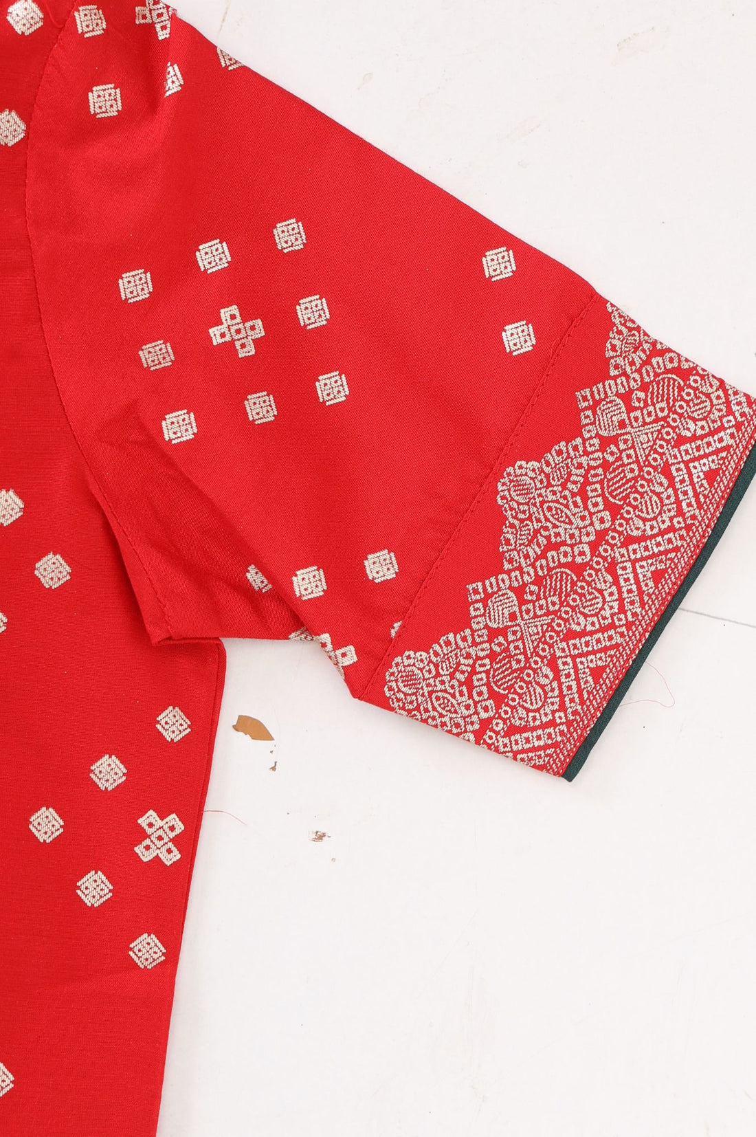 Red Geometric Printed Straight Kurta with Palazzo and Dupatta Set