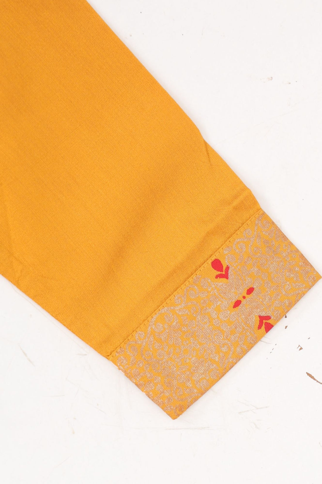 Yellow Beadwork Block Printed Straight Kurta with Palazzo and Dupatta Set