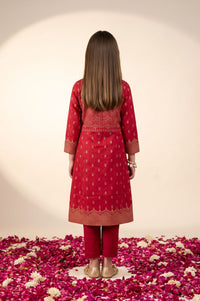 Red Foil Printed A-line Kurta with Jacket and Trousers Set