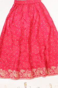 Pink Zari Embroidered Sequins Straight Top with Skirt and Dupatta Set