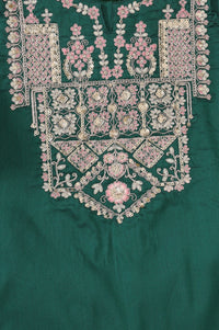 Dark Green Embroidered Straight Kurta with Trousers Set