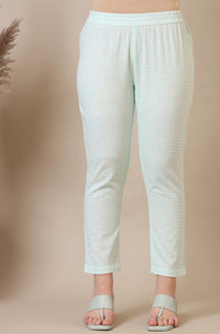 Light Blue Geometric Printed Cotton Blend Straight Kurta and Pants Co-ord Set