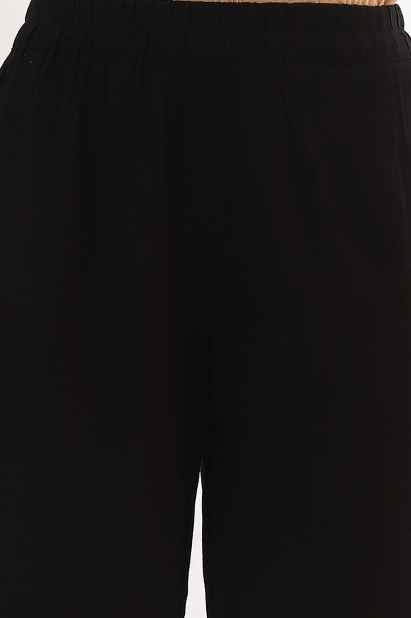 White Yarn Dyed Rayon Straight Kurta With Palazzos & Dupatta Set