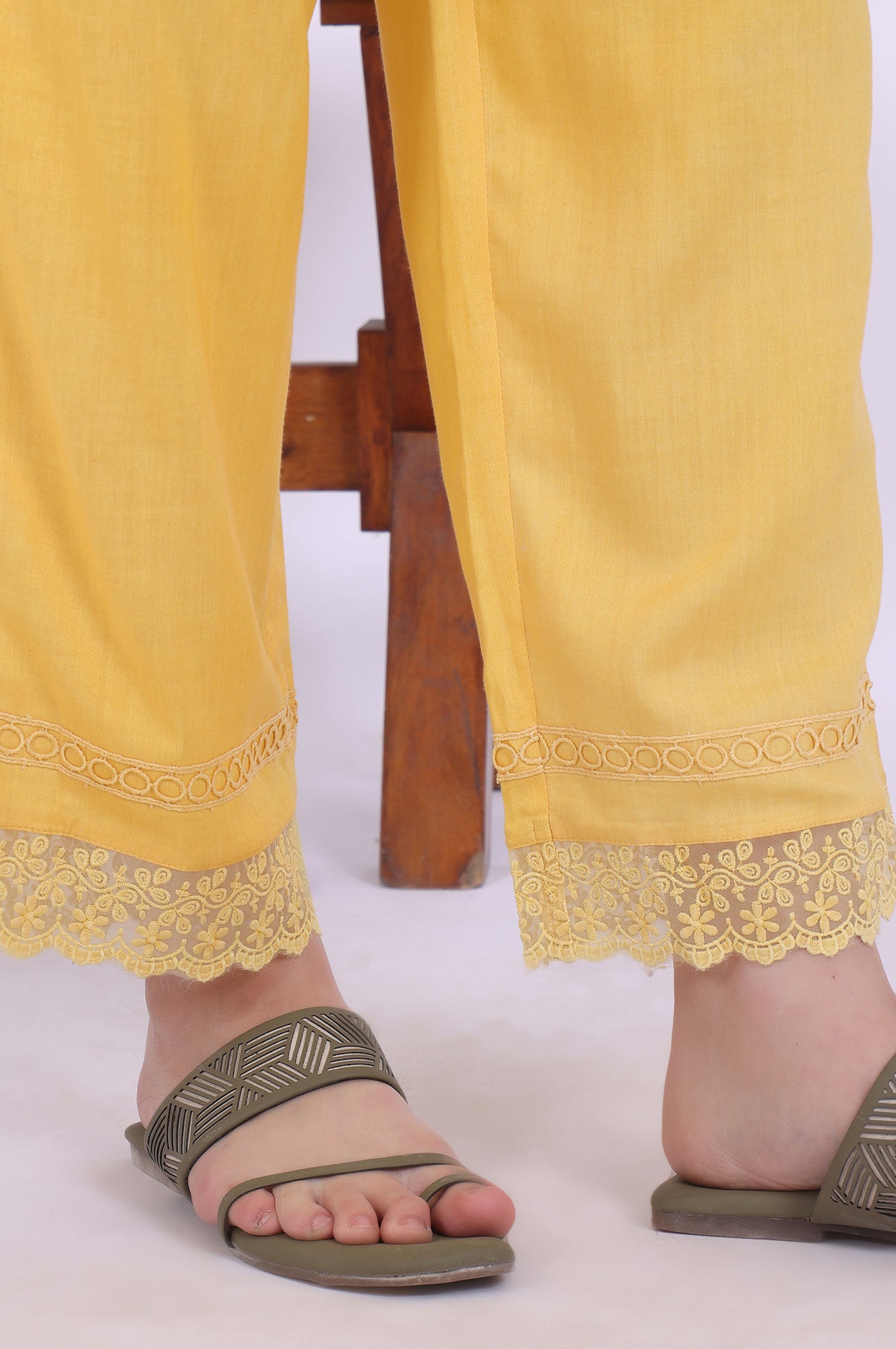 Yellow Printed Straight Kurta with Palazzo &amp; Dupatta Set