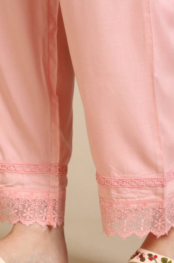 Pink Floral Printed Oraganza Gilet, Kurta and Pants Set