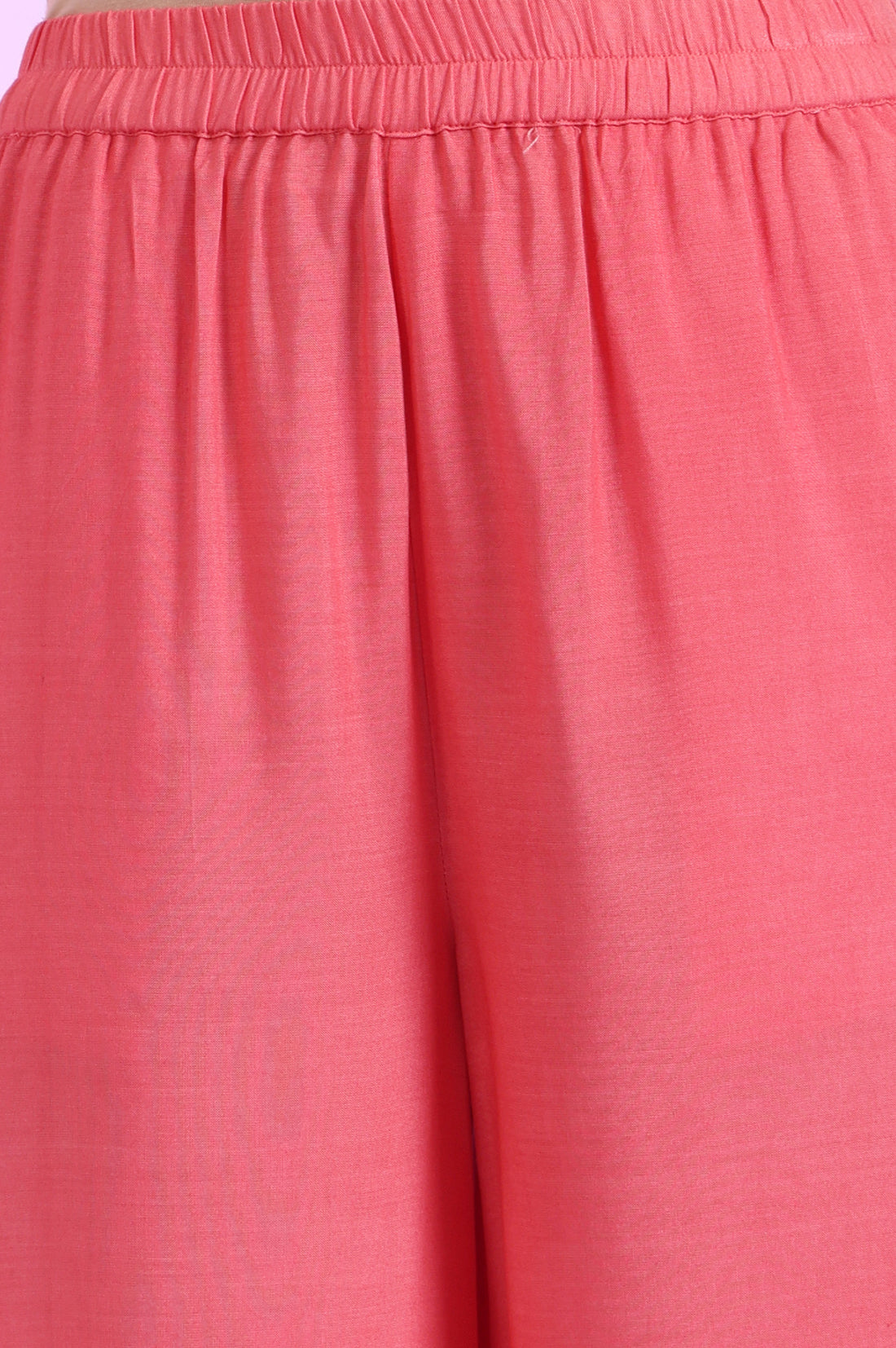 Pink Printed Straight Kurta with Palazzo &amp; Dupatta Set