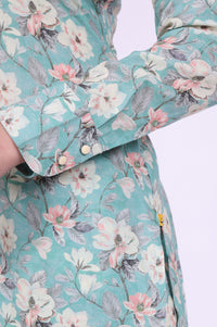 Blue Printed Straight Kurta with Palazzo &amp; Dupatta Set