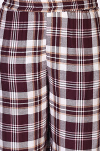 Maroon Checker Straight Rayon Kurta with Palazzo Co-ord Set
