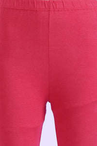 Pink Printed Anarkali with Leggings &amp; Dupatta Set