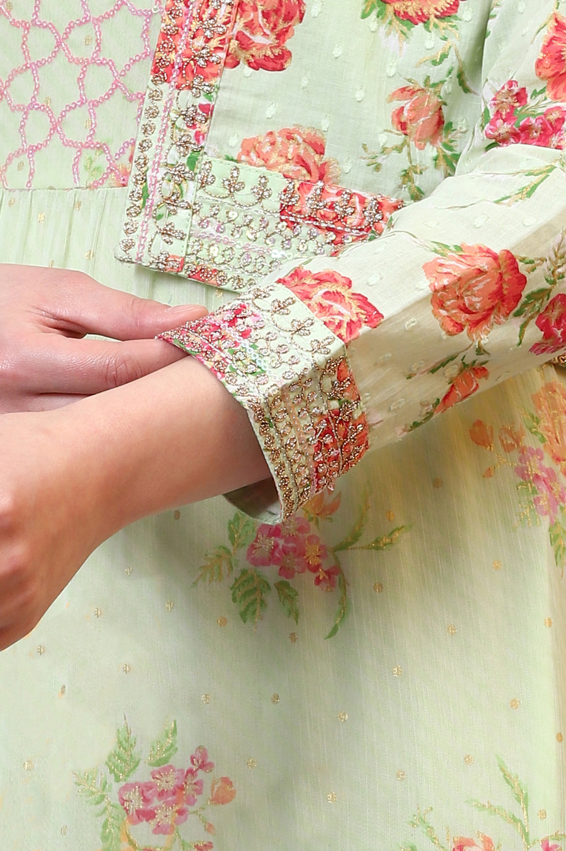 Green Floral Printed Tiered Spaghetti Dress and Short Jacket Set