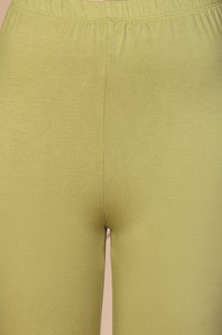 Green Floral Printed Embellished Anarkali Kurta with Tights and Dupatta Set