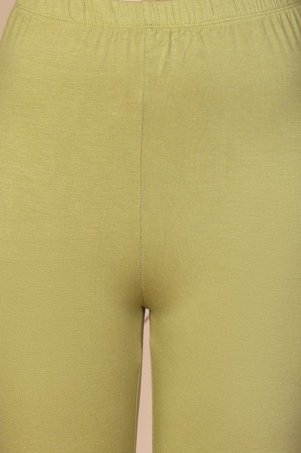 Green Floral Printed Embellished Anarkali Kurta with Tights and Dupatta Set