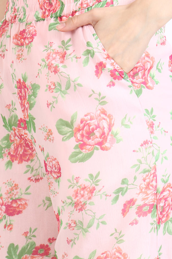 Pink Solid Embroidered Short Kurti and Sharara Set with Dupatta