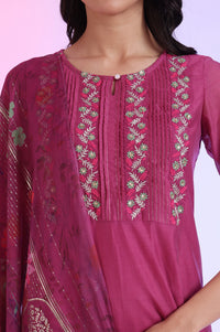 Solid Sequins Pure Cotton Anarkali Kurta &amp; Palazzos with Dupatta Set