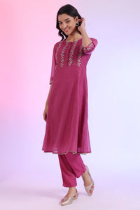 Solid Sequins Pure Cotton Anarkali Kurta &amp; Palazzos with Dupatta Set