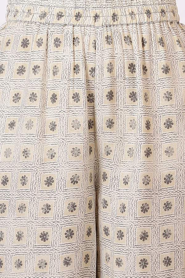 Grey Sequined Pure Cotton Anarkali Kurta, Palazzo and Dupatta Set