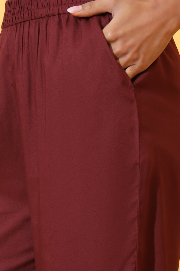 White and Purple Geometric Printed Modal Straight Kurta, Palazzo and Dupatta Set