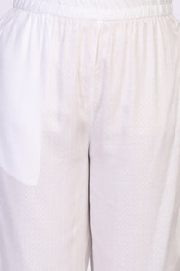 White Solid Embroidered Yoke Straight Kurta and Palazzo Set