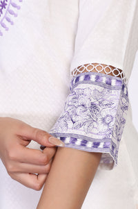 White Solid Embroidered Yoke Straight Kurta and Palazzo Set