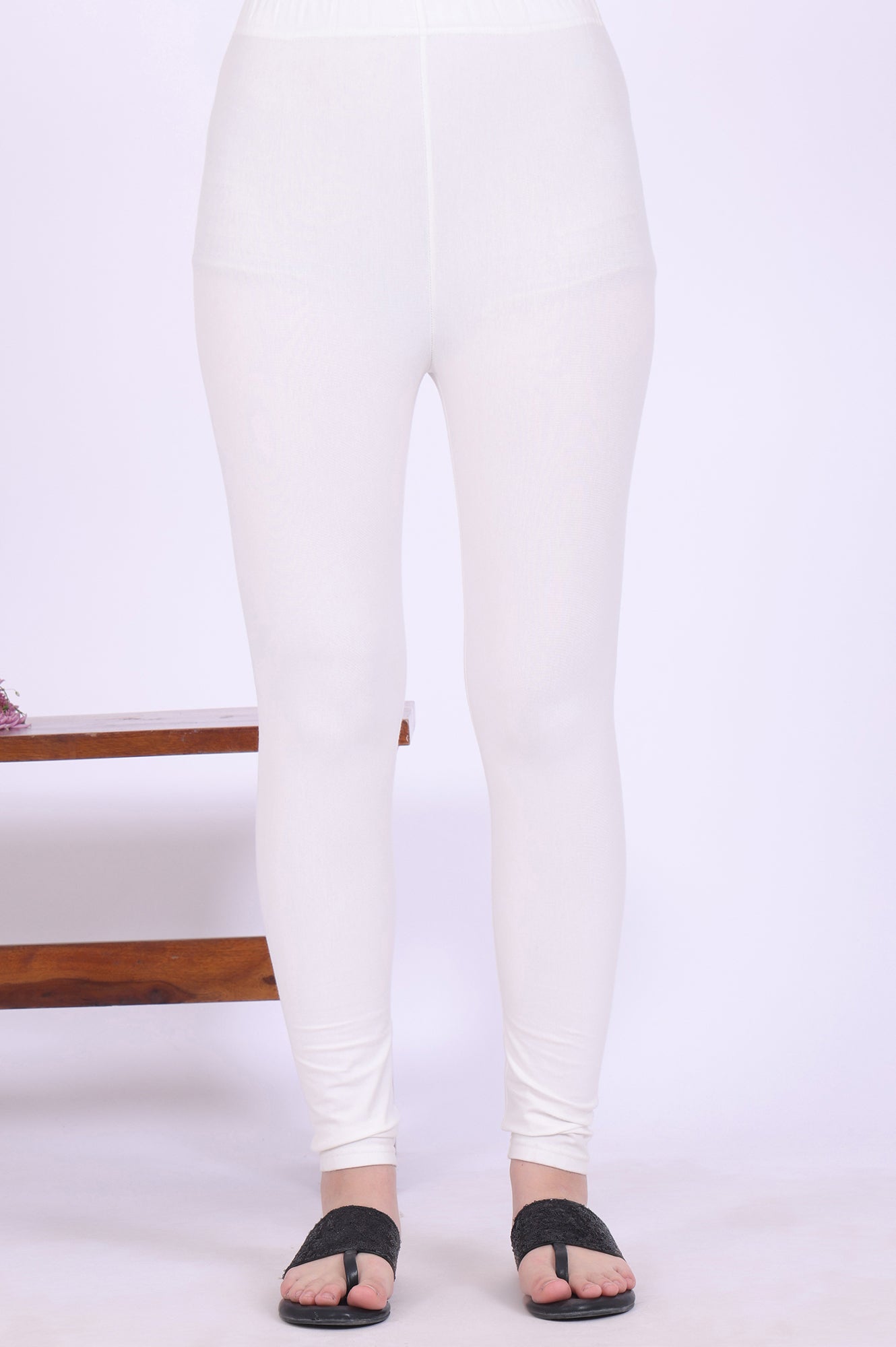 White Yarn Dyed Pure Cotton Anarkali with Leggings &amp; Dupatta Set