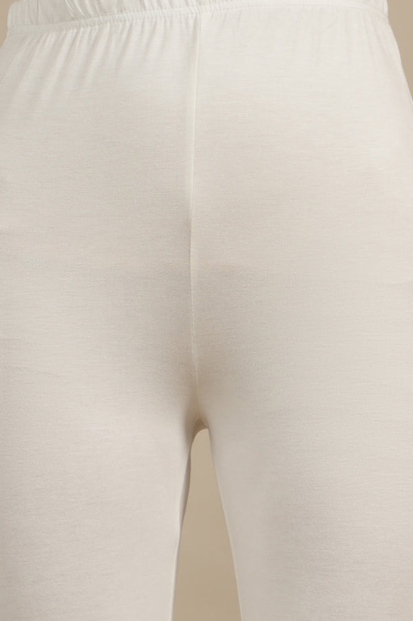 White Floral Thread Embroidered Pure Cotton Anarkali Kurta, Leggings and Dupatta Set