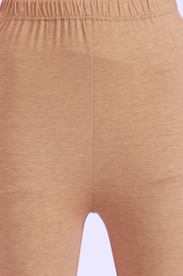 Beige Yarn Dyed Flarred Kurta with Leggings & Stole Set