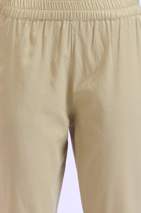 Green Embroidered Blend Straight Kurta with Trousers & Dupatta Set