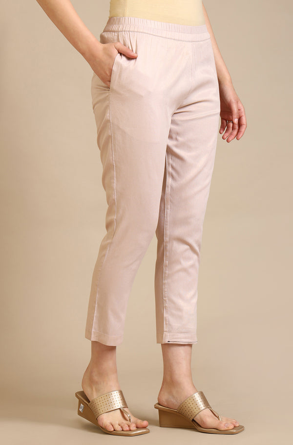 Solid Zari Viscose Blend Straight Kurta & Trousers Set