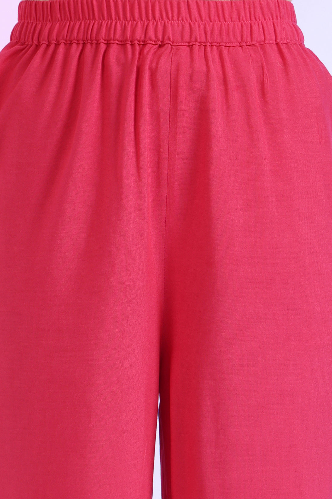 Pink Yarn Dyed Blend A-Line Kurta with Palazzos &amp; Dupatta Set