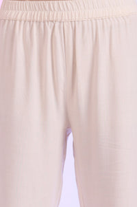 Off White Yarn Dyed Cotton Blend Flarred Kurta with Trousers &amp; Dupatta Set