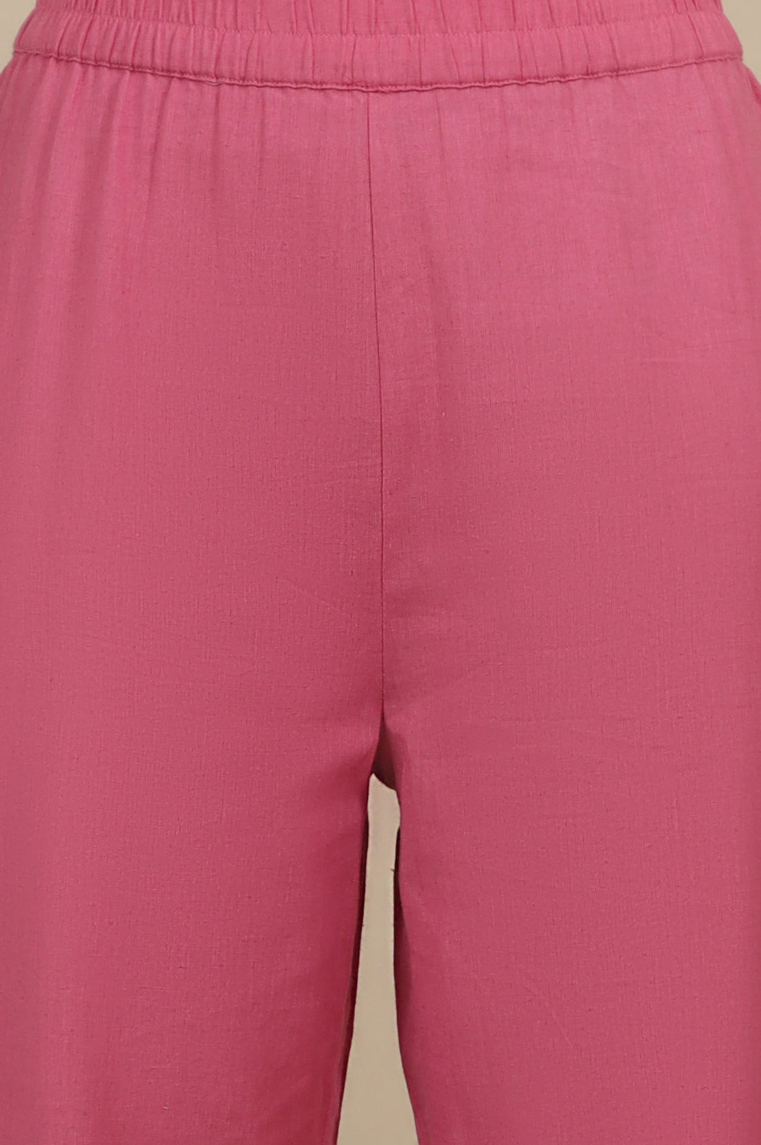 Pink Zari Embroidered Tissue Flared Kurta and Palazzo and Dupatta Set