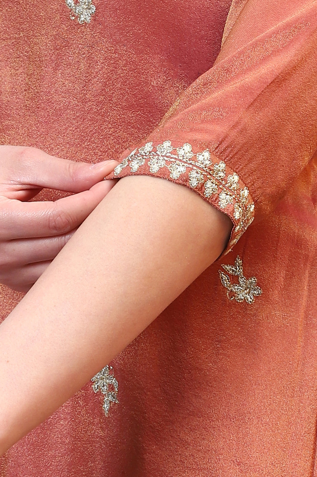 Brown Zari Embroidered Festive Straight Kurta, Palazzo Set with Dupatta