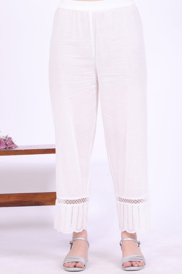 Yellow Embroidered Pure Cotton Straight Kurta with Palazzos & Dupatta Set