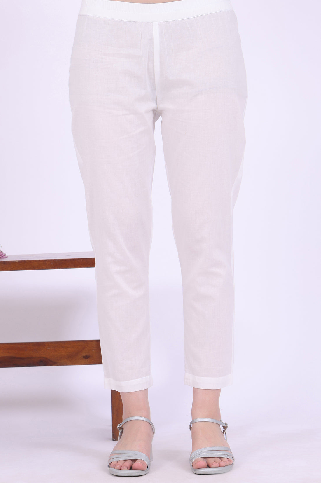 White Embroidered Pure Cotton A-Line Kurta with Trousers &amp; Dupatta Set