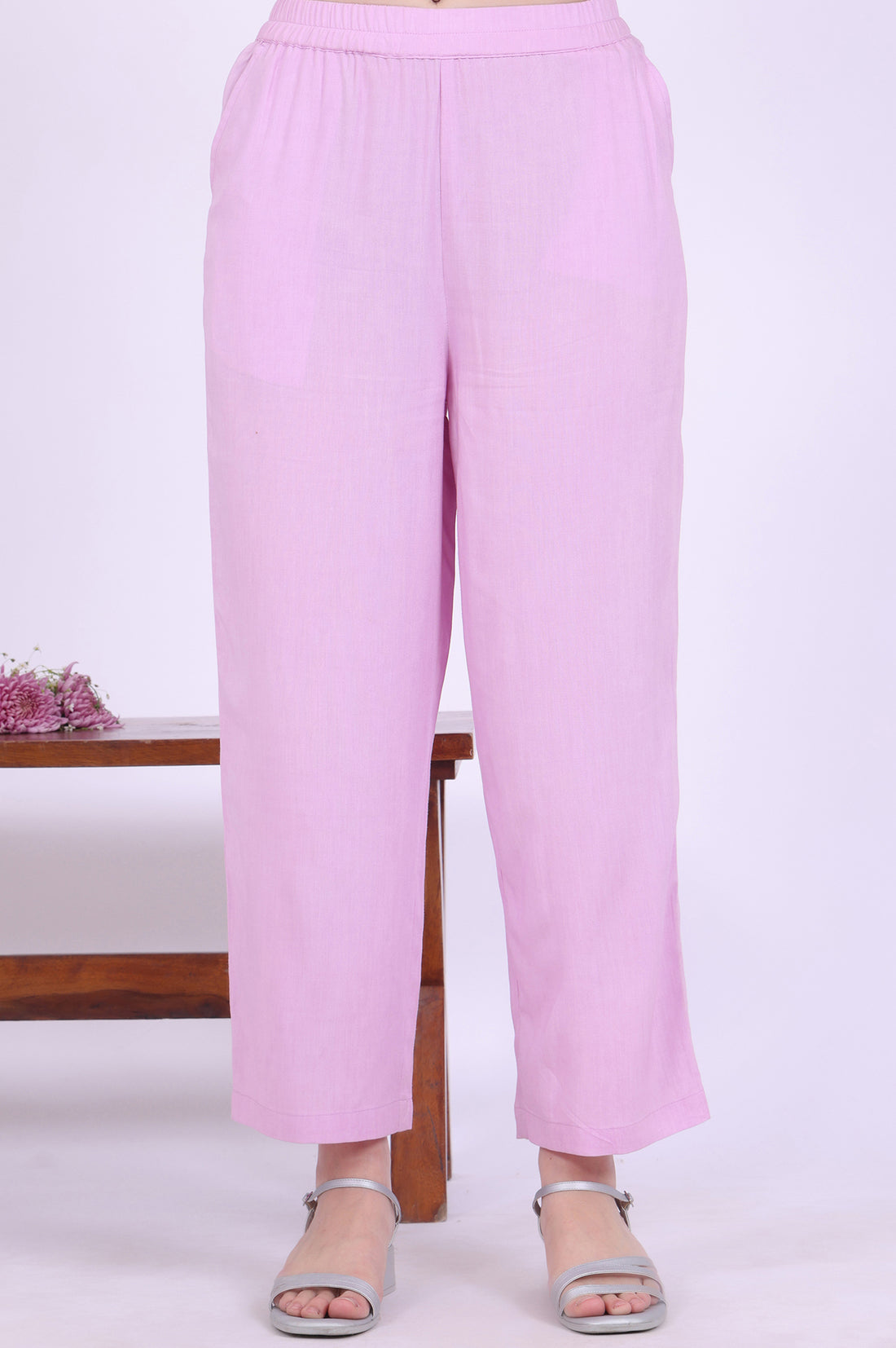 Purple Embroidered Straight Kurta with Palazzos &amp; Dupatta Set