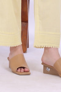 Yellow Embroidered Pure Cotton Straight Kurta with Palazzos &amp; Dupatta Set